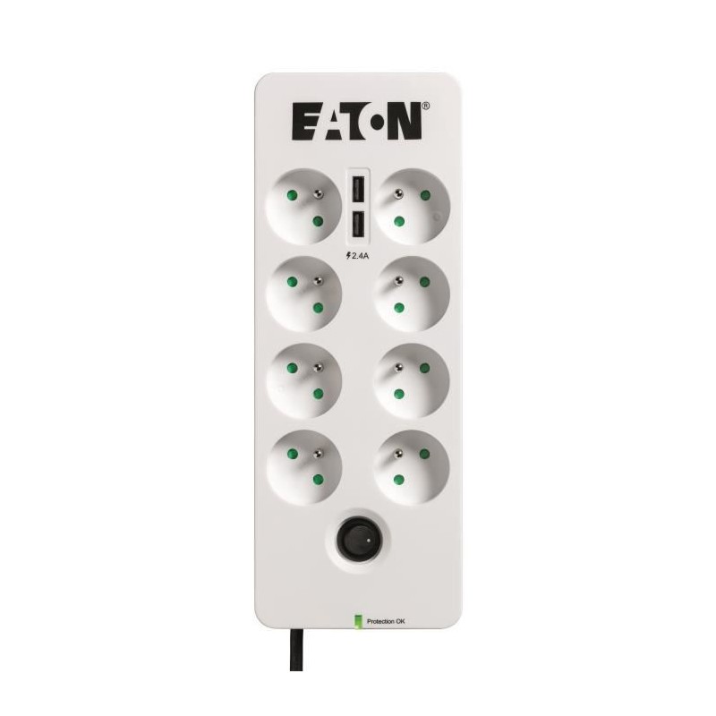 EATON Multiprises parafoudre USB Tel@ Protection Box (PB8TUF) - Prises françaises