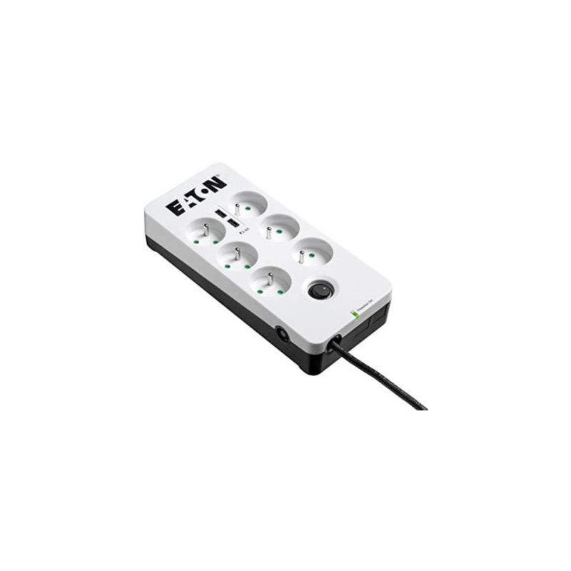 Multiprise Eaton Multiprise-Parafoudre -Eaton Protection Box 6 USB FR - PB6UF - 6 prises FR + 2 ports USB - Blanc & No