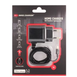 Swiss Charger Chargeur Secteur lightning pour iPhone 5/5/6/6+ Noir