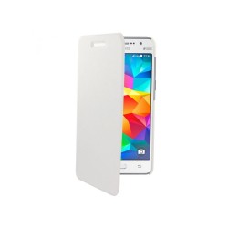 Swiss Charger - Etui folio slim en simili cuir pour Samsung Core Prime - Blanc