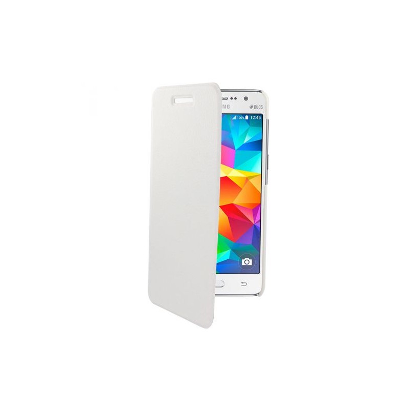 Swiss Charger - Etui folio slim en simili cuir pour Samsung Core Prime - Blanc