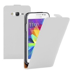 Swiss Charger - Etui folio slim en simili cuir pour Samsung Core Prime - Blanc