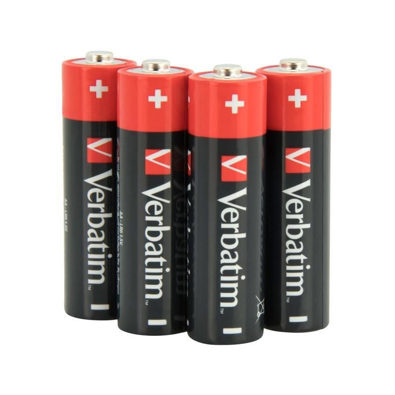 Verbatim Piles alcalines AA, Alcaline, Cylindrique, 1,5 V, 10 pièce(s), AA, Noir, Rouge