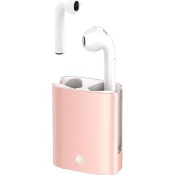 BigBen Connected Metal Buds - Véritables écouteurs sans fil avec micro - embout auriculaire - Bluetooth - boîtier de charge rose