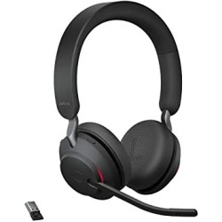 Jabra Evolve2 65 Casque PC Sans Fil - Annulation du Bruit et Batterie Longue Durée - Adaptateur Bluetooth USB-A - Noir