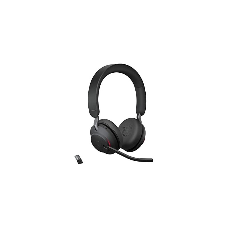 Jabra Evolve2 65 Casque PC Sans Fil - Annulation du Bruit et Batterie Longue Durée - Adaptateur Bluetooth USB-A - Noir
