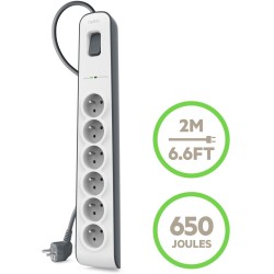 Belkin 6 prises Sans port USB - Blanc