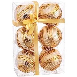 Boules de Noël à Rayures Or...